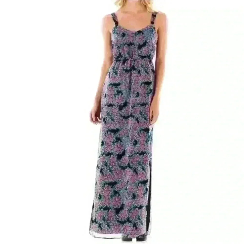 I Heart Ronson Smocked Maxi Dress  Size s Sleeveless V Neck Cottagecore
